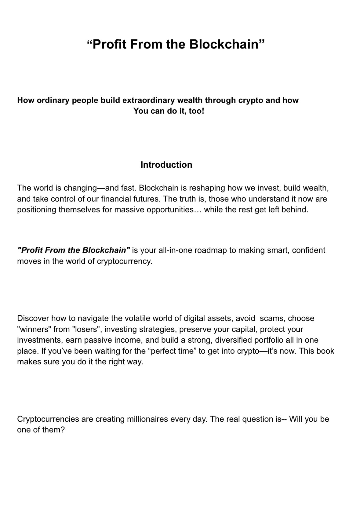 "Profit From the Blockchain" E-Book